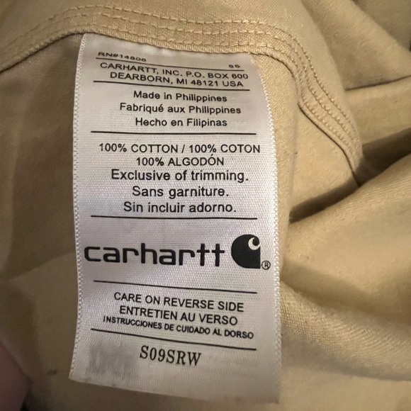 Carhartt Men's Tan Heavyweight Twill Button-Up Shirt XL Tall Mens - Picture 5 of 6